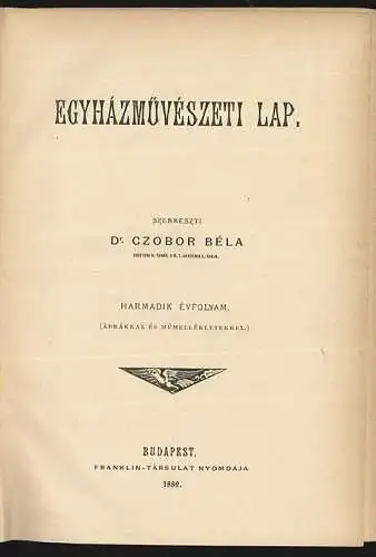 Egyházmüvészeti lap. CZOBOR, Béla (Red.).