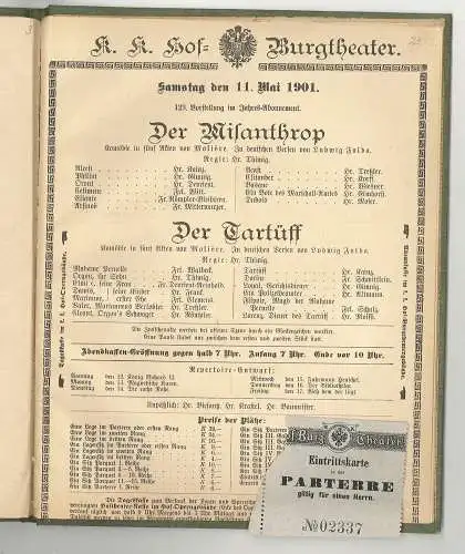 [Theaterzettel]. Saison 1900-1902.