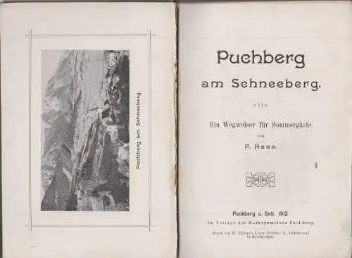 Puchberg am Schneeberg. Ein Wegweiser für Sommergäste. HAAS, F.