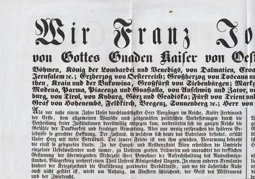 Wir Franz Joseph der Erste, von Gottes Gnaden Kaiser von Oesterreich; König von 