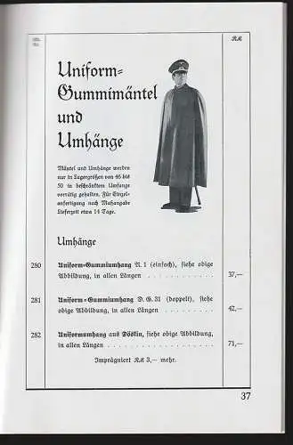 Preisliste der Heeres-Kleiderkasse Berlin W 62 - Budapester Str. 28, Gültig ab 1