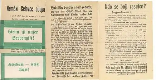 6 Fluglätter zur Volksabstimmung am 10. Oktober 1920 in Südkärnten. 1.: Wer fürc