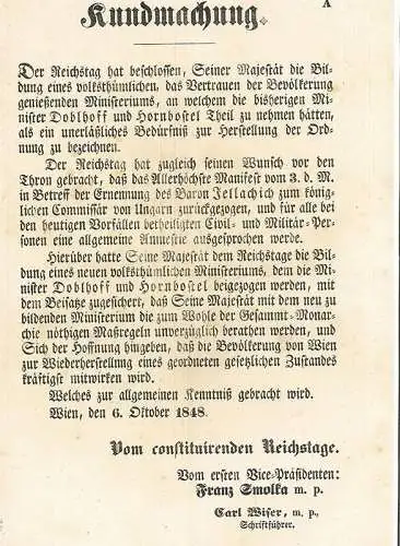 Konvolut von 10 Graphiken zu den Revolutionsereignissen von 1848, sowie eine Kun