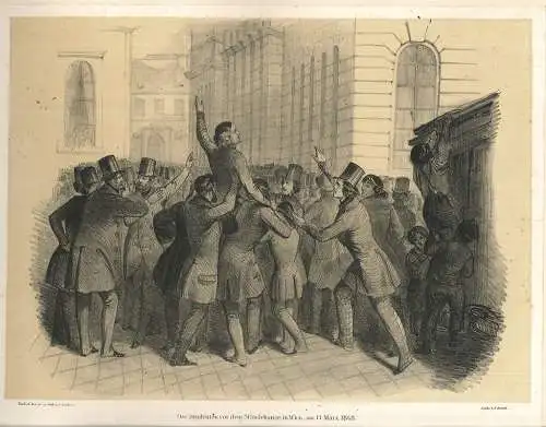 Konvolut von 10 Graphiken zu den Revolutionsereignissen von 1848, sowie eine Kun