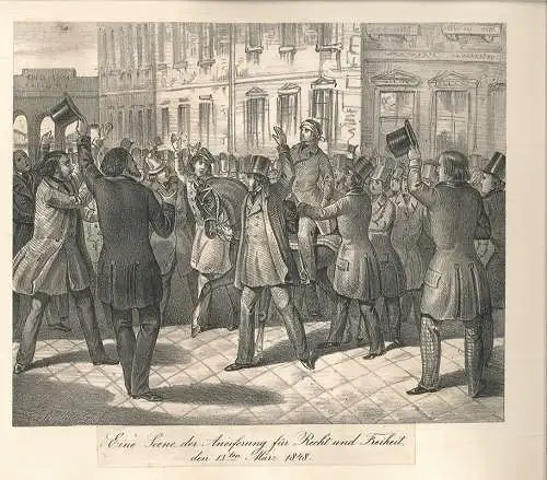 Konvolut von 10 Graphiken zu den Revolutionsereignissen von 1848, sowie eine Kun