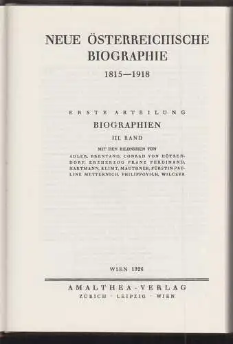 Neue österreichische Biographie ab 1815. Große Österreicher