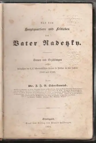 SCHNEIDAWIND, Aus dem Hauptquartiere und... 1854