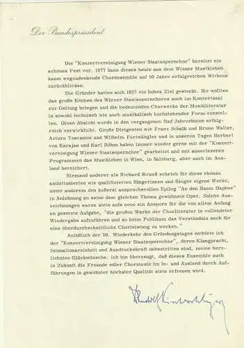 Maschinenschriftlicher Brief mit eigenhändiger Unterschrift. KIRCHSCHLÄGER, Rudo