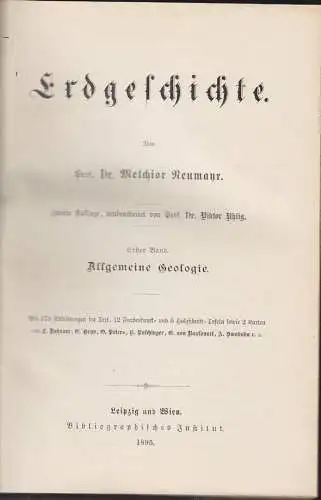 Erdgeschichte. NEUMAYR, Melchior.