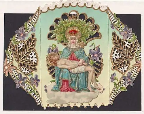 Chromolithographische Applikation auf teils goldfarbener, chromolithographisch g