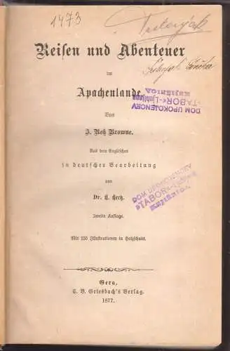 Reisen und Abenteuer im Apachenlande. In deutscher Bearbeitung von H. Hertz. BRO