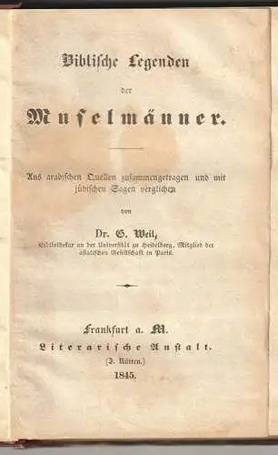 Biblische Legenden der Muselmänner, aus arabischen Quellen zusammengetragen und