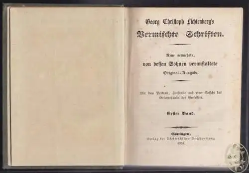 LICHTENBERG, Vermischte Schriften. Neue... 1853