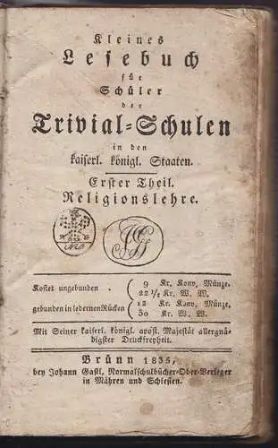 Kleines Lesebuch für Schüler der... 1835