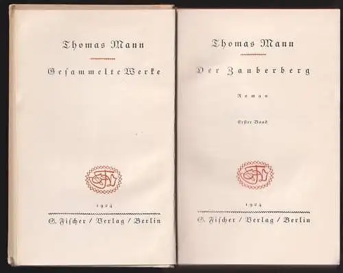 Der Zauberberg. Roman. MANN, Thomas. 1854-21