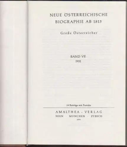 Neue österreichische Biographie ab 1815. Große Österreicher 1434-18