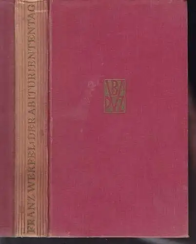 WERFEL, Der Abituriententag. Die Geschichte... 1928 1568-08