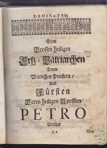 WEISSPACHER, Martin.  ; WEISSPACHER, Uberflüßig... 1726