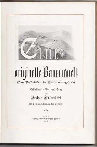 Eine originelle Bauernwelt  (Das Volksleben im Semmeringgebiete). Geschi 1799-04