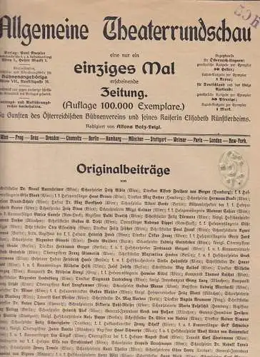 Allgemeine Theaterrundschau: eine nur ein einziges Mal erscheinende Zeitung. (Au