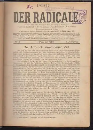 Der Radicale. Hrsg. u. verantwortlicher Redacteur A. Täubler.