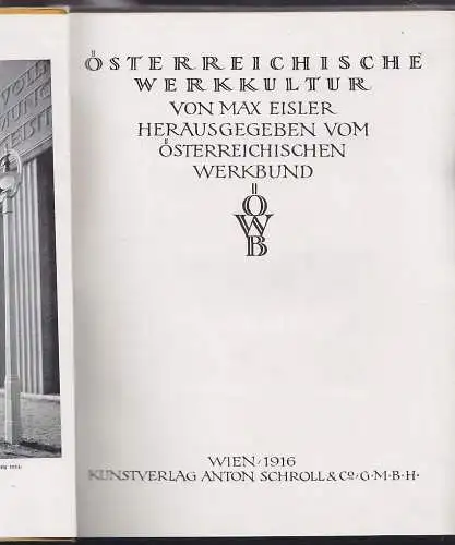 Österreichische Werkkultur. Herausg. vom österreichischen Werkbund. EISLER, Max.