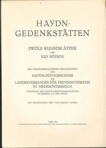 Haydn-Gedenkstätten. 12 Kunstblätter. Zur Zweihundertjahrfeier hrsg. v. Haydn-Fe