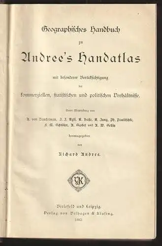 Geographisches Handbuch zu Andree`s Handatlas mit besonderer Berücksichtigung de