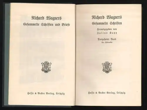 Gesammelte Schriften. WAGNER, Richard.