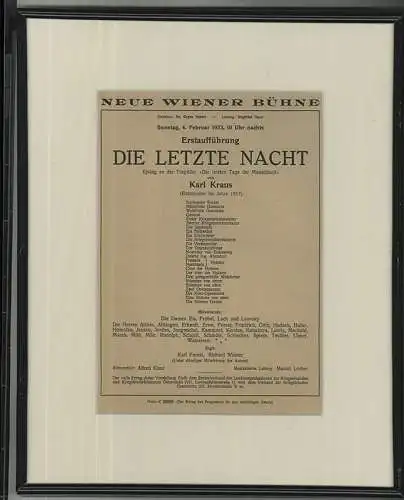 Die letzte Nacht. Erstaufführung. Epilog zu der Tragödie "Die letzten Tage der M