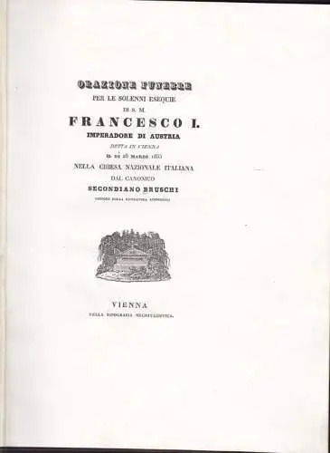 BRUSCHI, Orazzione Funebre per le Solenni... 1835