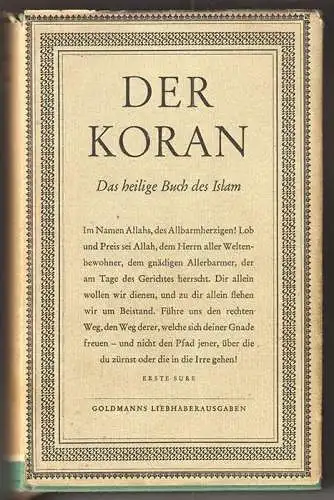 Der Koran. Das heilige Buch des Islam. Nach der Übertragung von Ludwig Ullmann, 