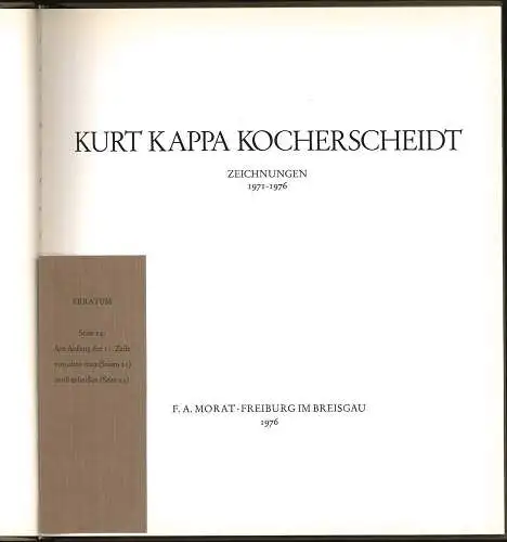 Zeichnungen 1971-1976. KOCHERSCHEIDT, Kurt Kappa.