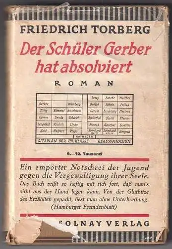 Der Schüler Gerber hat absolviert. Roman. TORBERG, Friedrich [ursprüngl. Kantor]