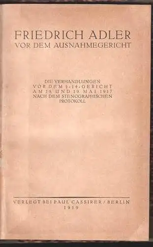 Vor dem Ausnahmegericht. Die Verhandlungen vor dem §-14-Gericht am 18. und 19. M