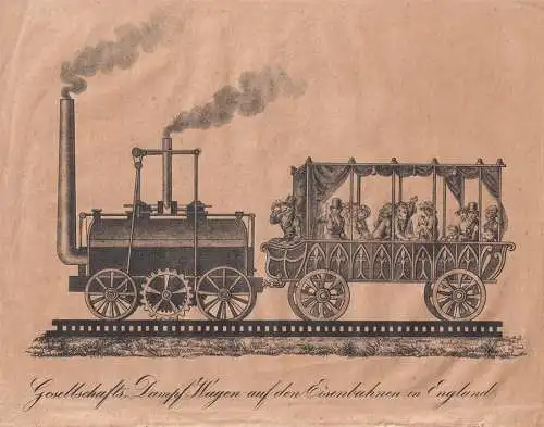 Gesellschafts-Dampf-Wagen auf den Eisenbahnen... 1826