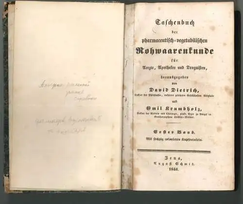 Taschenbuch der pharmaceutisch-vegetabilischen Rohwaarenkunde für Aerzte, Apothe