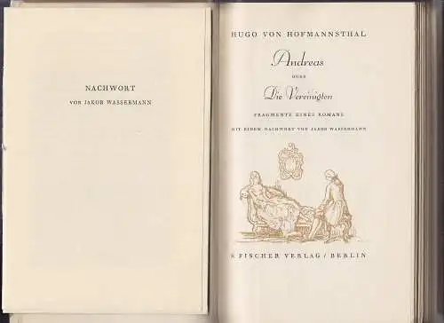 HOFMANNSTHAL, Andreas oder die Vereinigten.... 1932