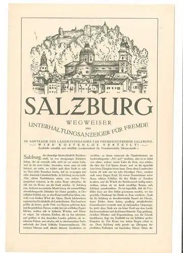 Salzburg. Wegweiser und Unterhaltungsanzeiger für Fremde. KUNZ, Otto (Red.).