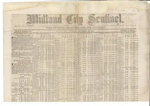 Midland City Sentinel. Union and Liberty; One and Inseparable, Now and Forever!