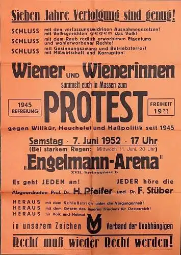 Sieben Jahre Verfolgung sind genug! Wiener und Wienerinnen sammelt euch in Masse