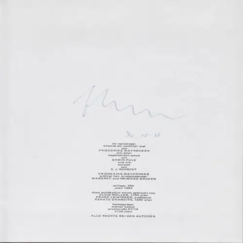 MAYRÖCKER, Im Nervensaal, Himmel am zwölften... 1983