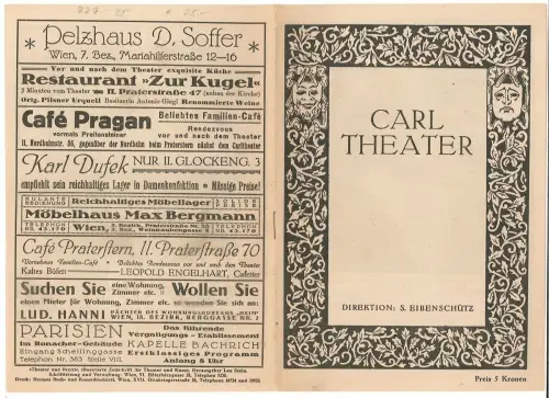 CARLTHEATER. Direktion S. Eibenschütz.