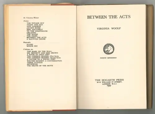 Between the Acts. WOOLF, Virgina.