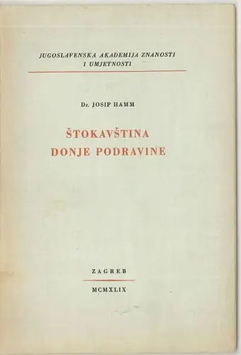 Stokavstina donje podravine. HAMM, Josip