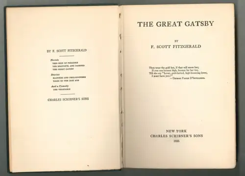 The Great Gatsby. FITZGERALD, F. Scott.