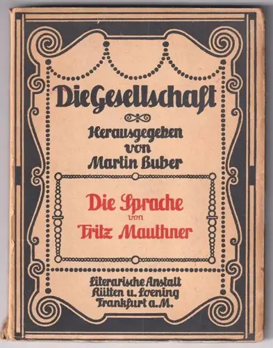 Die Sprache. MAUTHNER, Fritz.