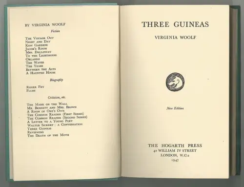 Three Guineas. WOOLF, Virginia.