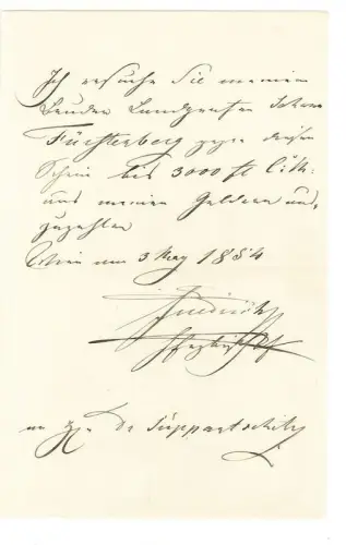 Eigenhändiger Brief. [FÜRSTENBERG] Friedrich, Erzbischof von Olmütz (181 1374-25