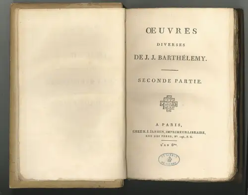 Oeuvres diverses. BARTHELEMY, J[ean] J[acques].